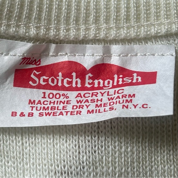 Vtg Miss Scotch English Sweater Vest Knit Retro 50s 60s Secretary Acrylic NOS - Picture 5 of 9